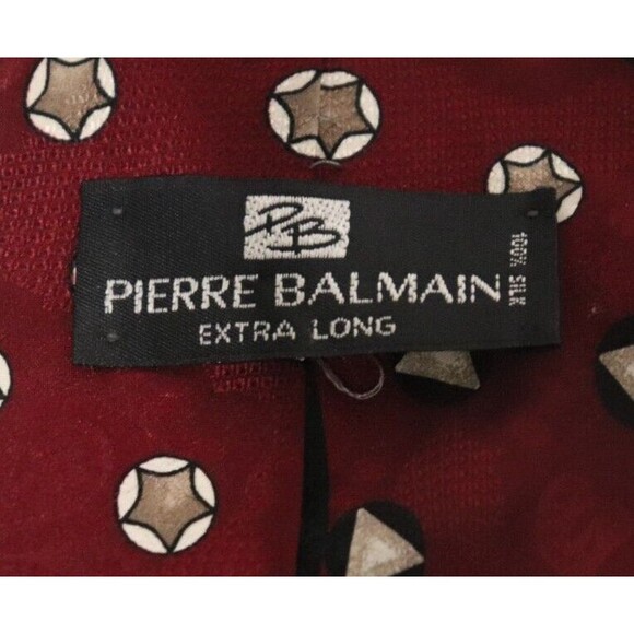 Pierre Balmain‎ Extra Long Red Mens Neck Tie Art Deco 90s Vintage - Picture 3 of 4